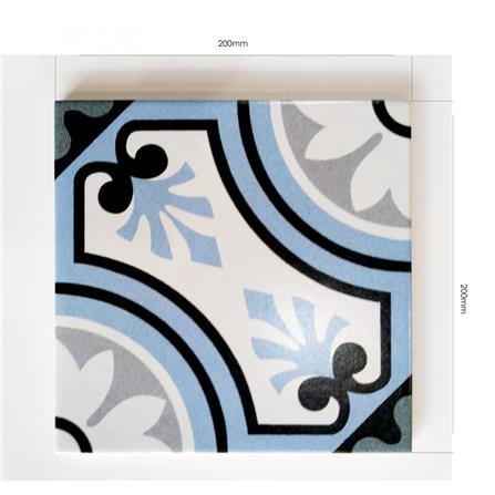 GNG FLOORTILE 20x20CM ART DECORATIVE BLUE AND BEIGE GRADE A 0.48M2
