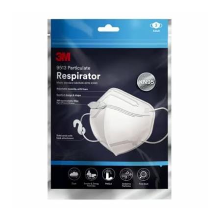 3M SAFETY MASK RESPIRATOR KN95 9513 WHITE EACH