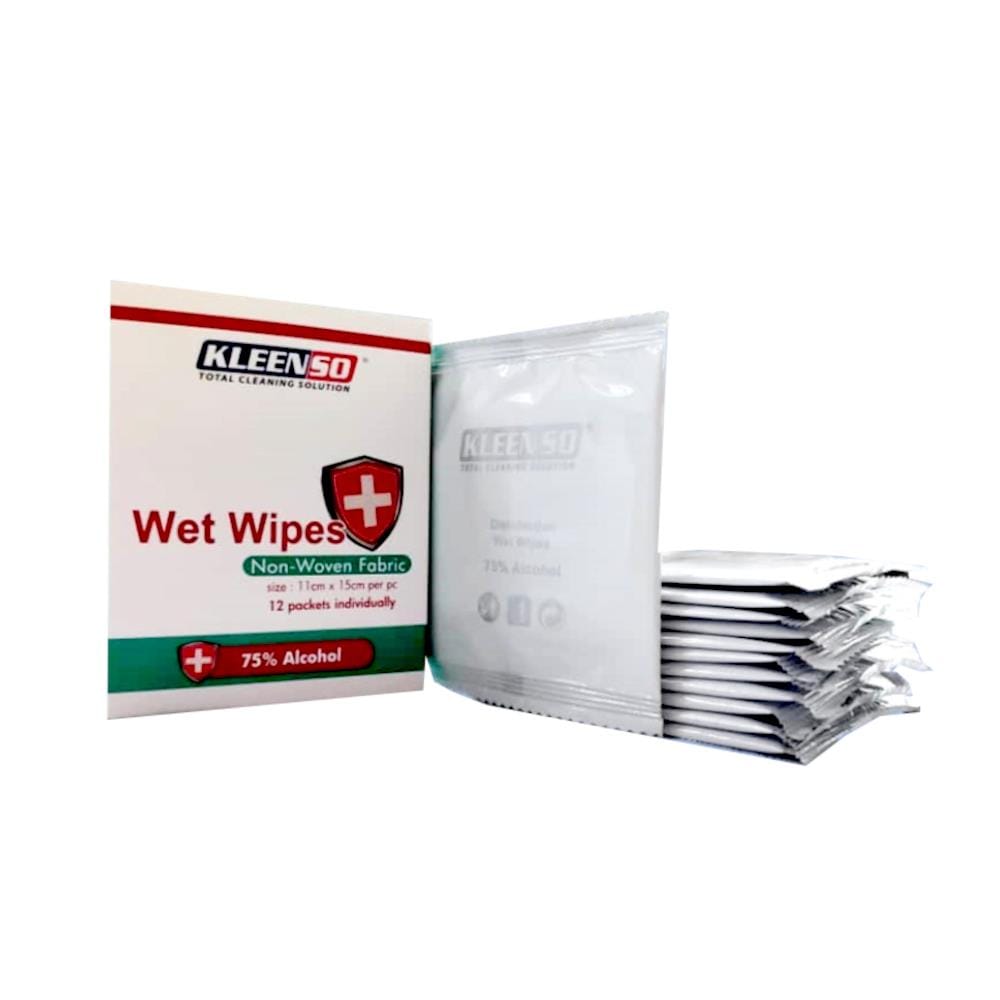 KLEENSO 75% ALCOHOL WET WIPES INDIVIDUAL PACKET 12PCS EACH