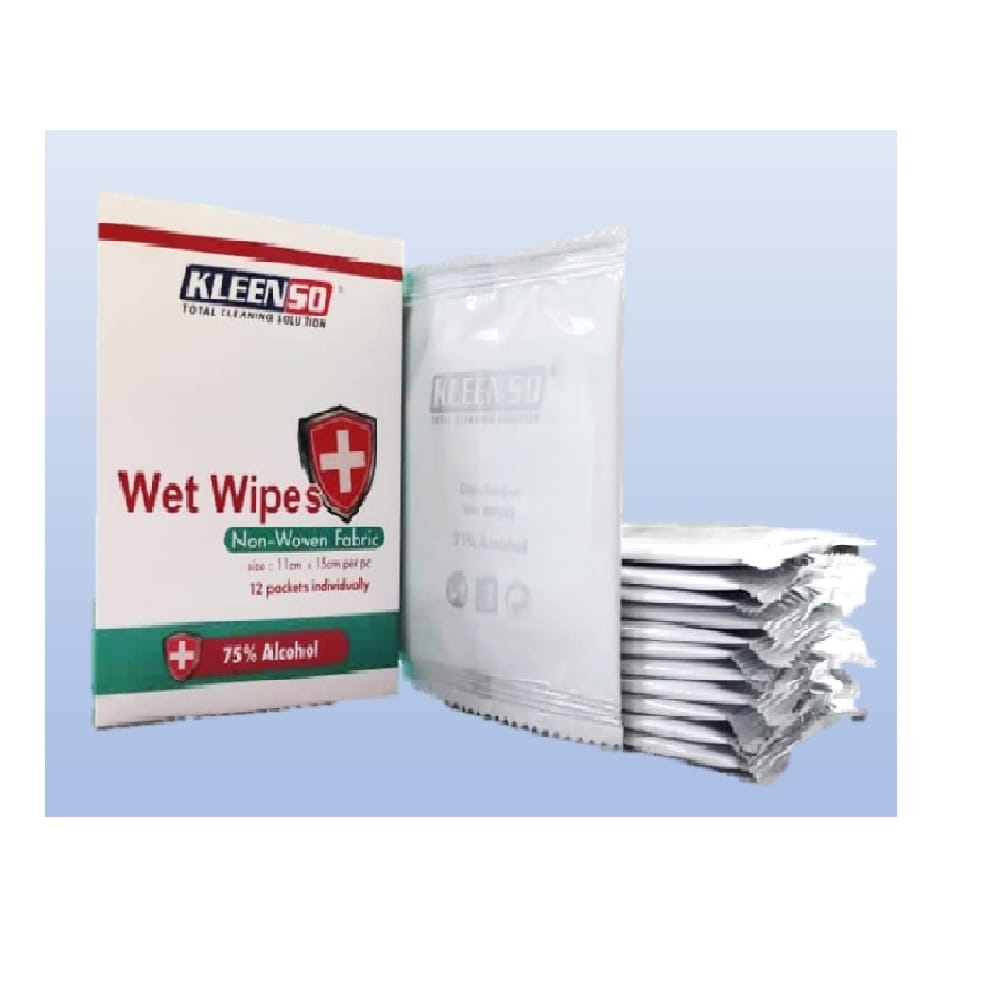 KLEENSO 75% ALCOHOL WET WIPES INDIVIDUAL PACKET 12PCS EACH