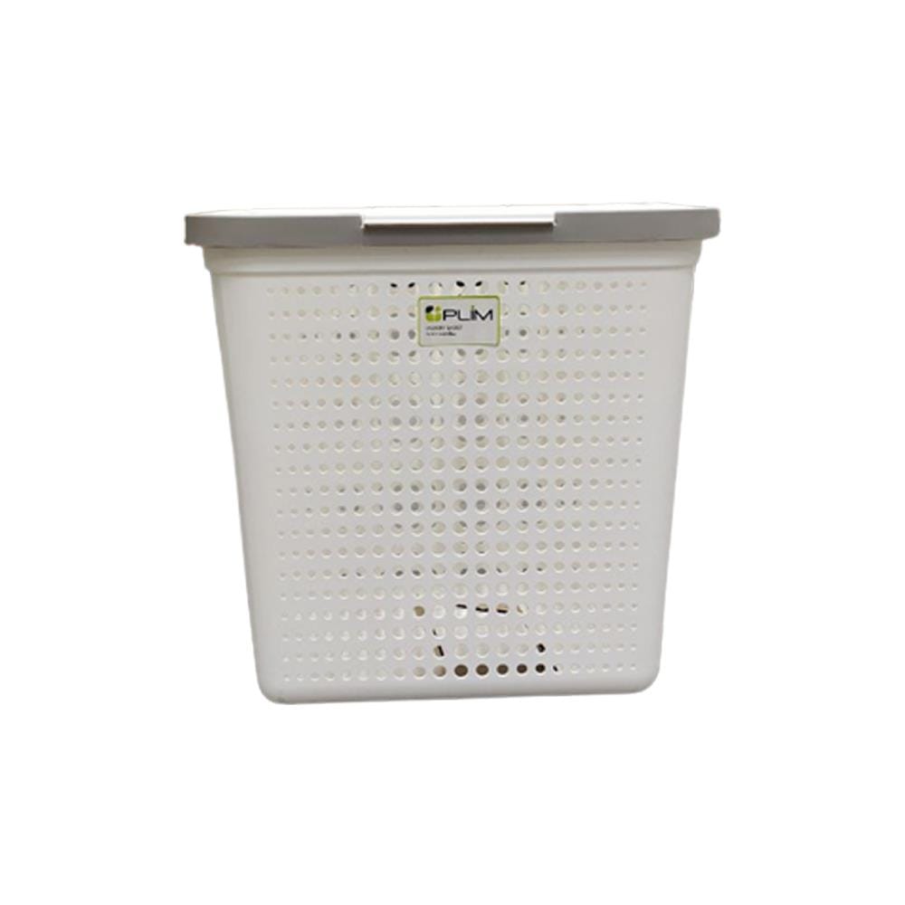 PLIM CLOTH BASKET WITH LID BUBBLE WHITE