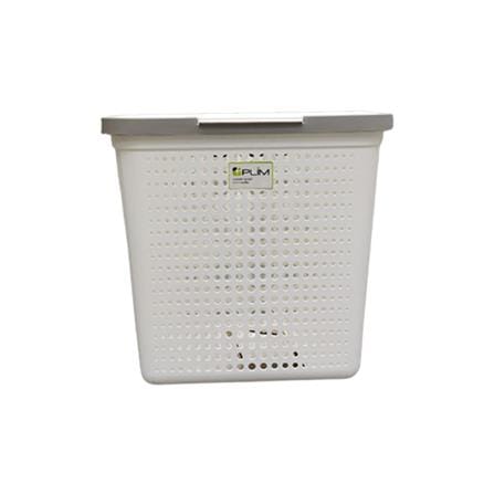 PLIM CLOTH BASKET WITH LID BUBBLE WHITE