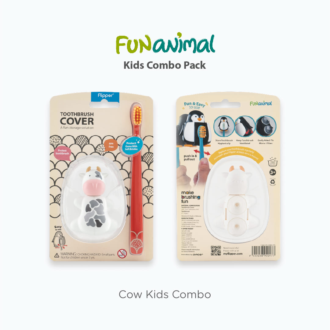FLIPPER KIDS TOOTHBRUSH COMBO F02801-22 COW