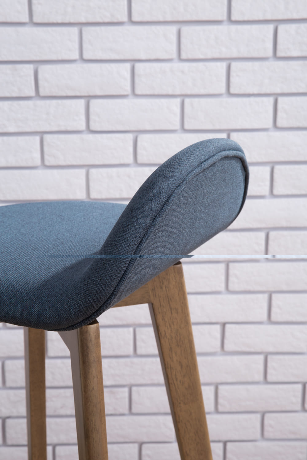 MORA BAR CHAIR IN COCOA COLOUR FRAME NAVY COLOUR CHALLIS FABRIC SEAT