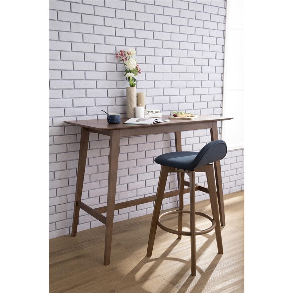 MORA BAR CHAIR IN COCOA COLOUR FRAME NAVY COLOUR CHALLIS FABRIC SEAT