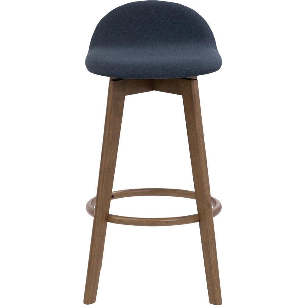 MORA SOLID WOOD BAR CHAIR NAVY FABRIC SEAT