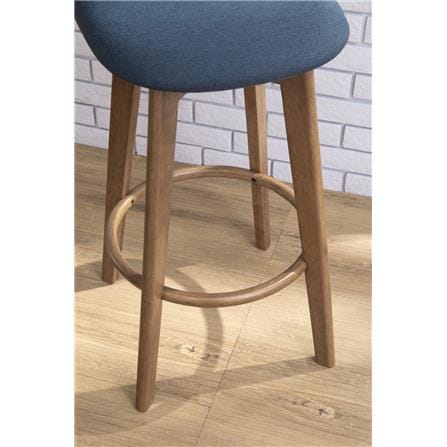 MORA SOLID WOOD BAR CHAIR NAVY FABRIC SEAT
