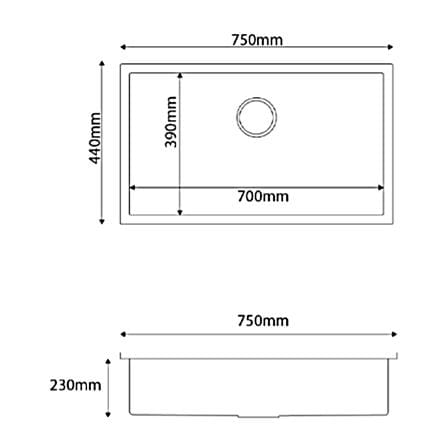 CABANA BUILT-IN UNDERMOUNT SINK 1BOWL CKS7409 NANO BLACK 75CM