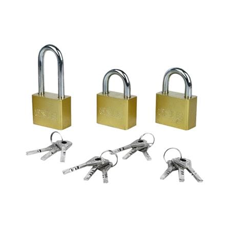 AZLE KEYED ALIKE PADLOCK SET 40MM 3 EACH POLISHED BRASS