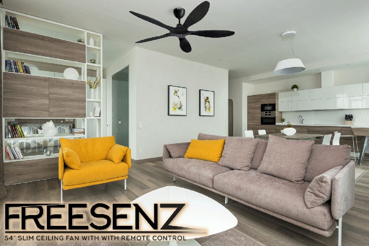 CEILING FAN FREESENZ PIANO BLACK MAVA ABS  BLACK 54"