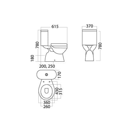 CABANA 2P TOILET CWC605-RL-P 3/6L WHITE