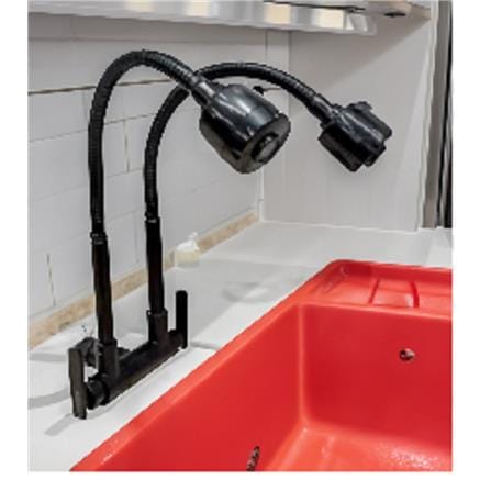 CABANA SINK FAUCET WALL MOUNTED FLEXIBLE DOUBLE HEAD CB2546SS-BLACK MBK (WDCCX)