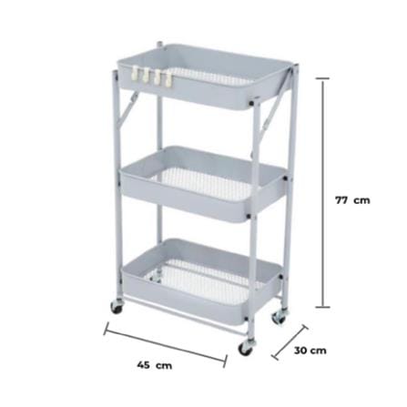 3-TIER FOLDING UTILITY CART STACKO HAZEL 45X30X77CM GREY