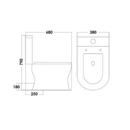 CABANA 2P TOILET CWC604 - P TRAP 3/6L WHITE H79XW38XD68 CM