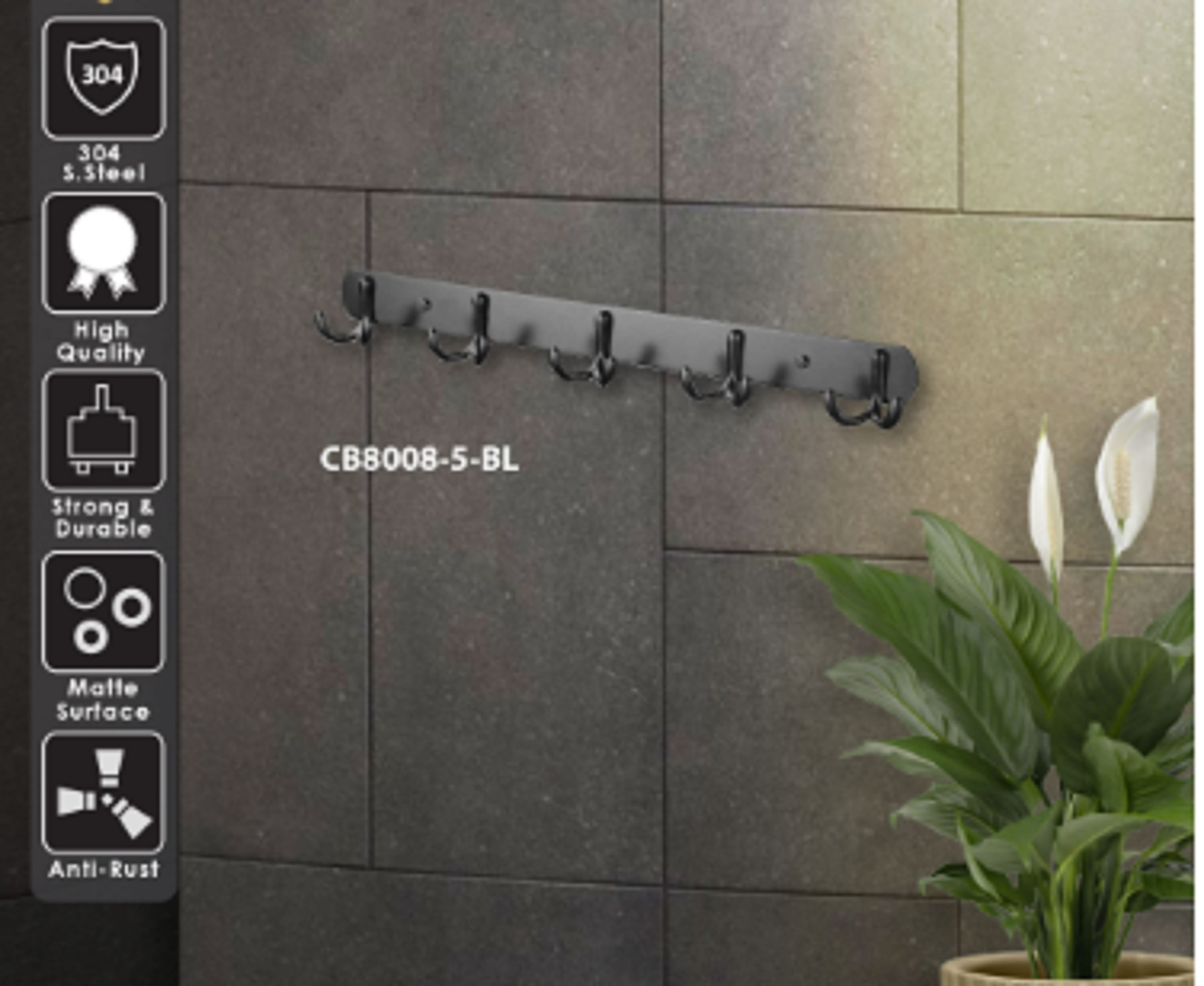 Cabana Hook CB8008-5 BL Matt Black.
