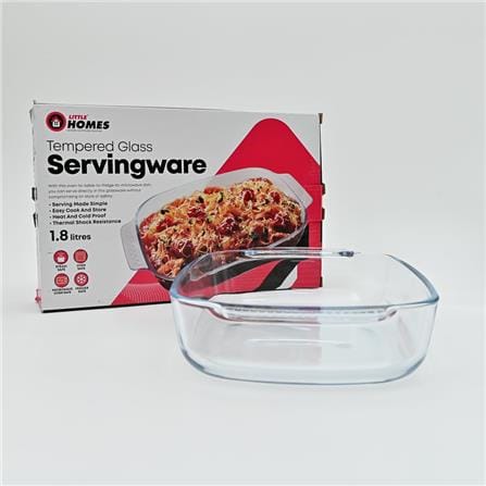 LITTLE HOMES TEMPERED GLASS SERVINGWARE 1.8L BAKING DISH/SERVING TRAY