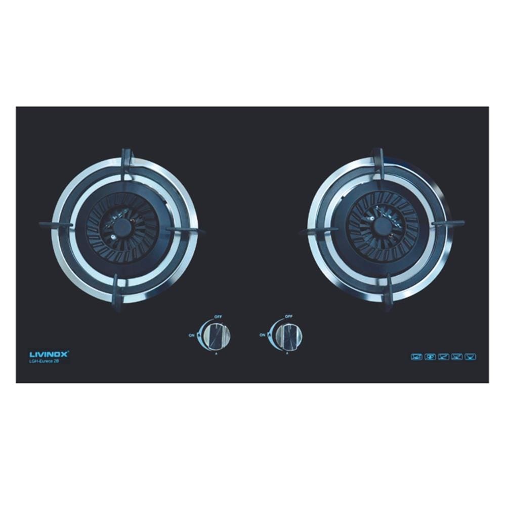 LIVINOX GAS HOB LGH-EURECA BL 2BURNER 4.5KW 76CM