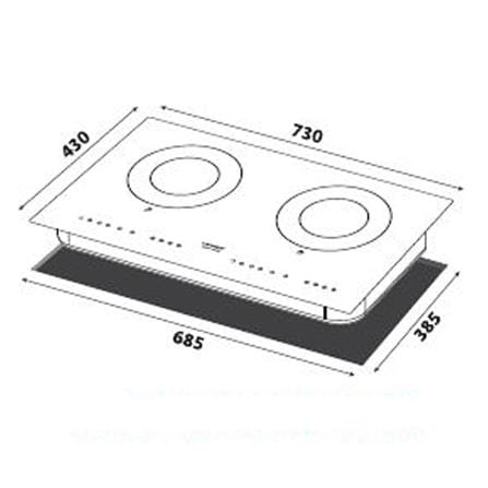 LIVINOX CERAMIC HOB LEH-3118CS 2200WATT 2BURNER 73CM