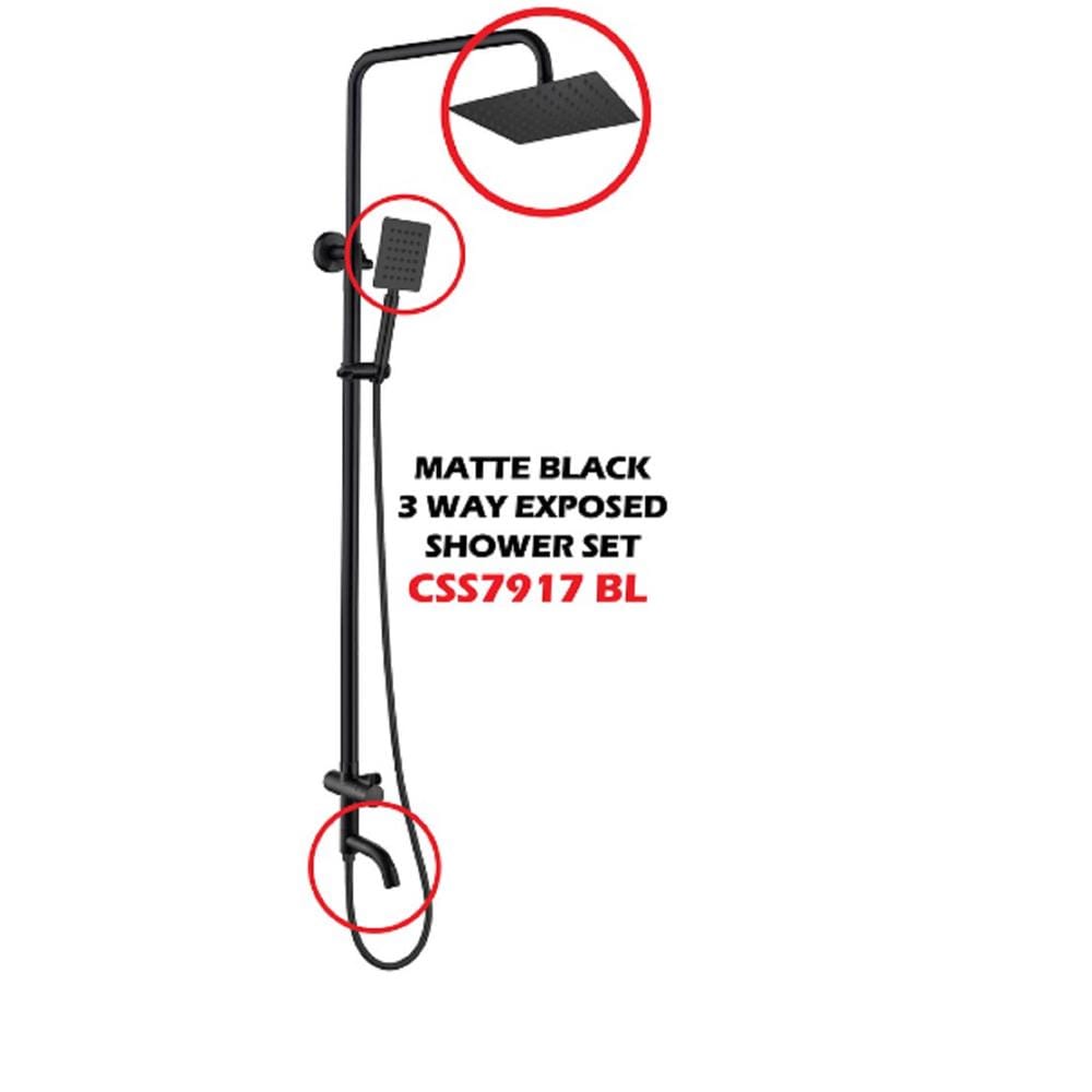 CABANA RAIN SHOWER CSS7917-BL BLACK H97XW16XD51 CM