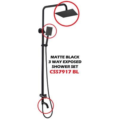 CABANA RAIN SHOWER CSS7917-BL BLACK H97XW16XD51 CM