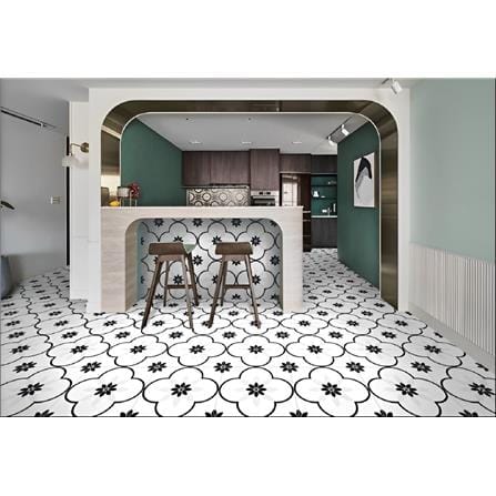 TARA FLOORTILE 40X40CM BLACK FLOWER 0.96M2
