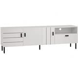 KOTKA 1.8M TV CABINET IN MATT BLACK EPOXY COLOUR LEG, WHITE COLOUR TOP