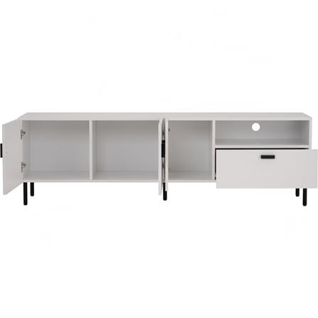KOTKA 1.8M TV CABINET IN MATT BLACK EPOXY COLOUR LEG, WHITE COLOUR TOP