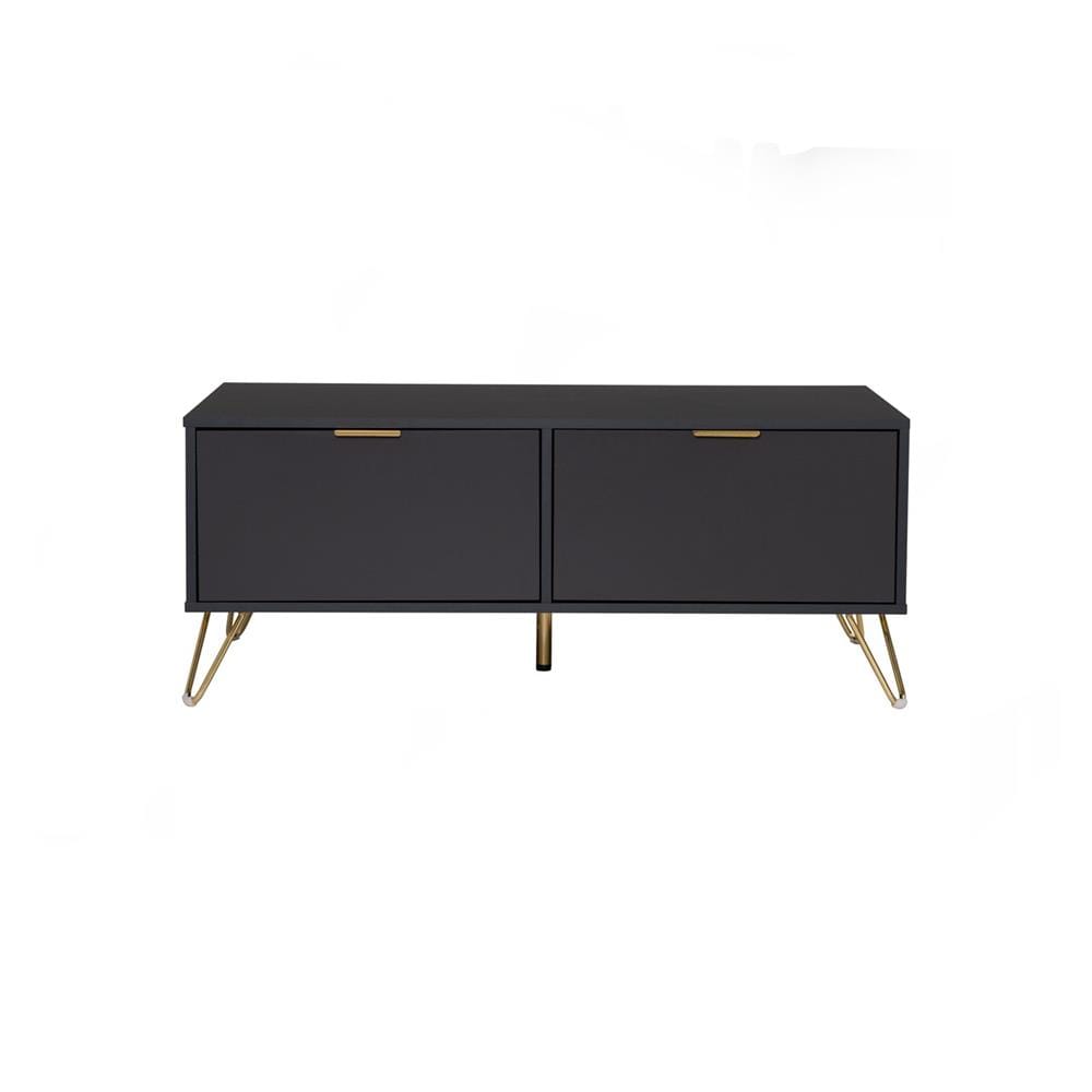 NUHOOM VOLOS COFFEE TABLE IN GOLD COLOUR METAL LEG, BLACK COLOUR TOP
