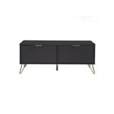 NUHOOM VOLOS COFFEE TABLE IN GOLD COLOUR METAL LEG, BLACK COLOUR TOP