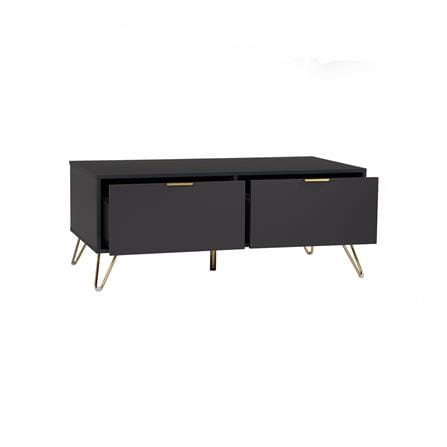 NUHOOM VOLOS COFFEE TABLE IN GOLD COLOUR METAL LEG, BLACK COLOUR TOP