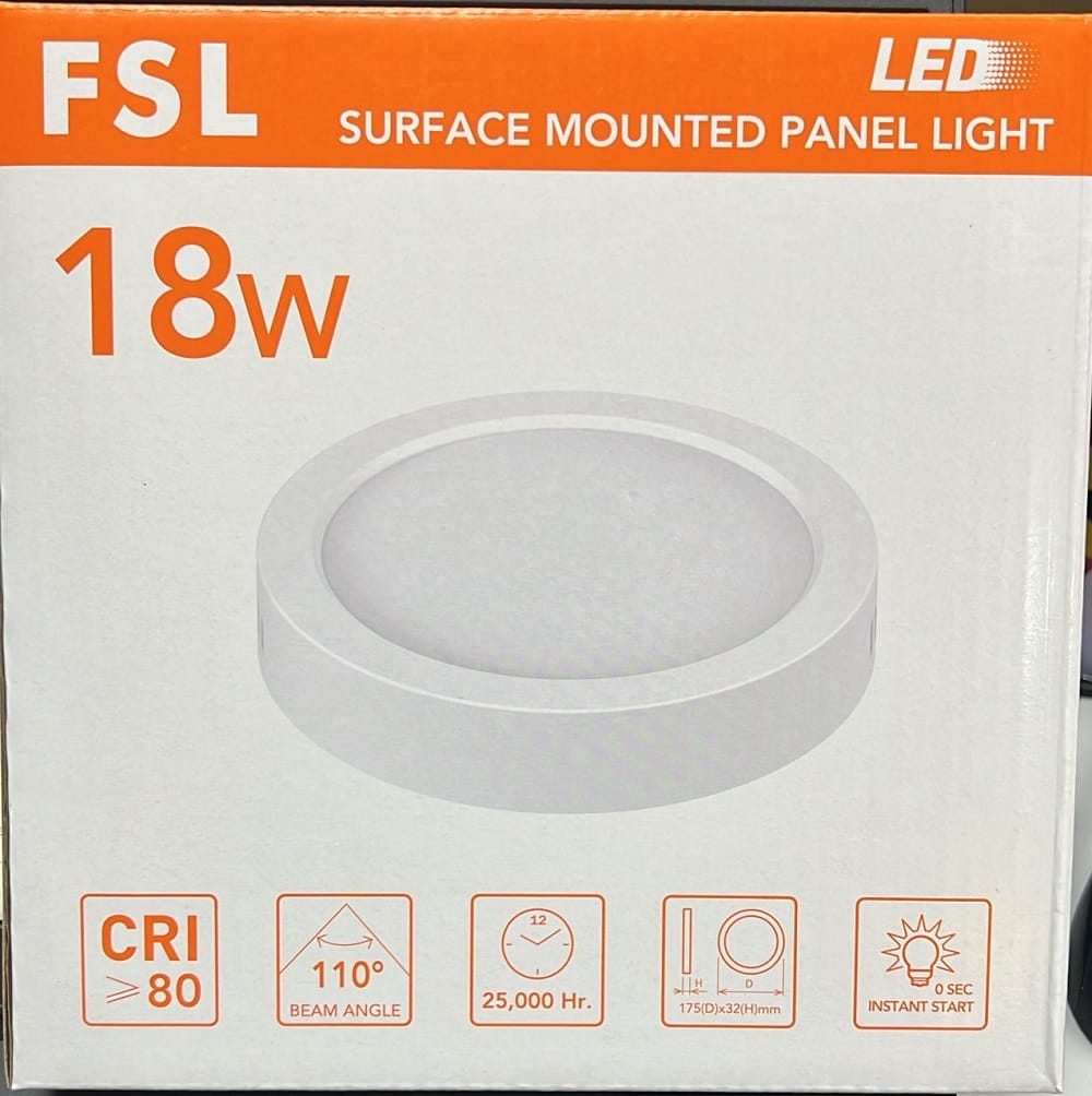 FSL SURFACE DOWNLIGHT LED 6INCH 18WATT COOL WHITE ROUND WHITE