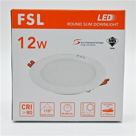 FSL DOWNLIGHT PANEL LED 4" 12W ACRYLIC COOL WHITE ROUND WHITE