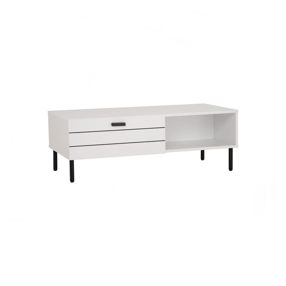 NUHOOM KOTKA COFFEE TABLE IN MATT BLACK EPOXY COLOUR LEG, WHITE COLOUR TOP