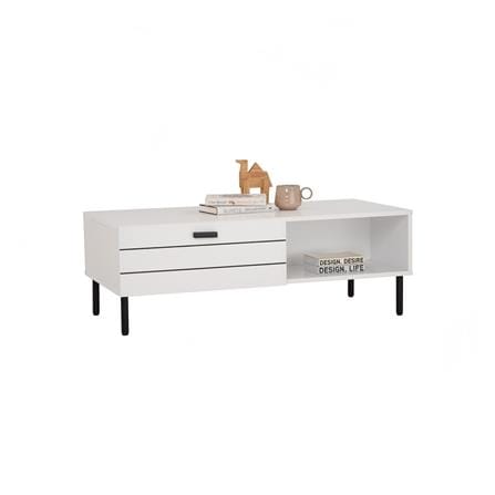 NUHOOM KOTKA COFFEE TABLE IN MATT BLACK EPOXY COLOUR LEG, WHITE COLOUR TOP