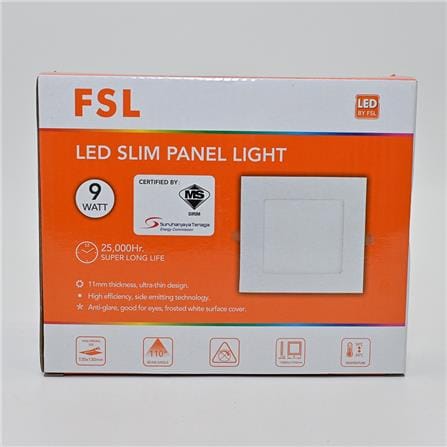 FSL DOWNLIGHT PANEL LED 4" 9W ACRYLIC COOL WHITE SQUARE WHITE
