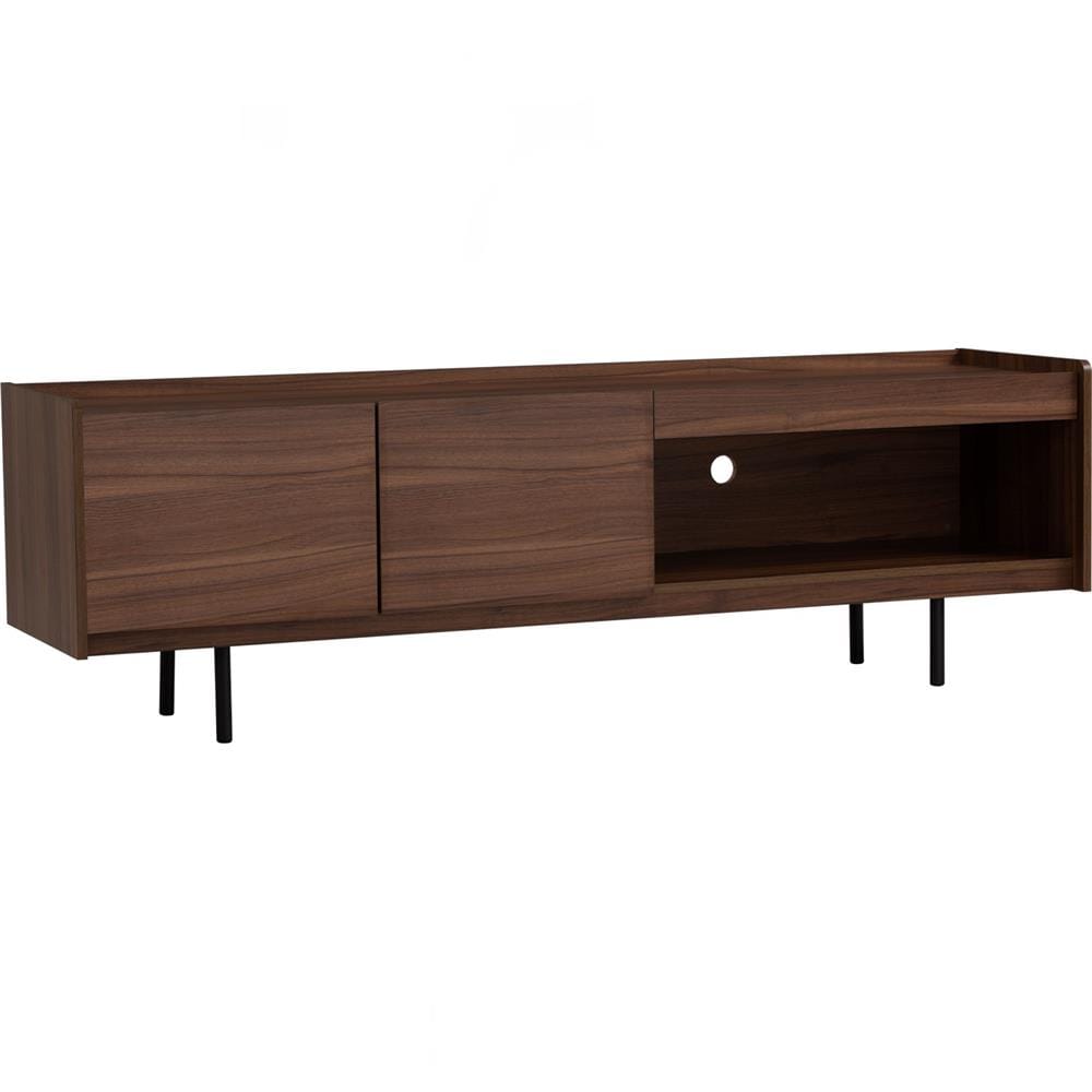 NUHOOM DENVER 1.8M TV CABINET IN MATT BLACK EPOXY COLOUR LEG, WALNUT COLOUR TOP