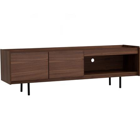 NUHOOM DENVER 1.8M TV CABINET IN MATT BLACK EPOXY COLOUR LEG, WALNUT COLOUR TOP