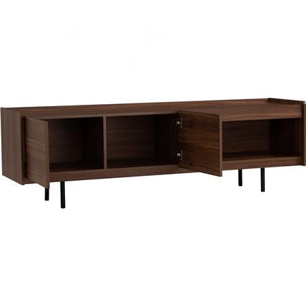 NUHOOM DENVER 1.8M TV CABINET IN MATT BLACK EPOXY COLOUR LEG, WALNUT COLOUR TOP