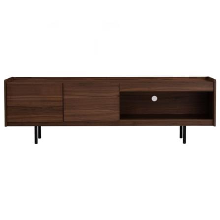 NUHOOM DENVER 1.8M TV CABINET IN MATT BLACK EPOXY COLOUR LEG, WALNUT COLOUR TOP