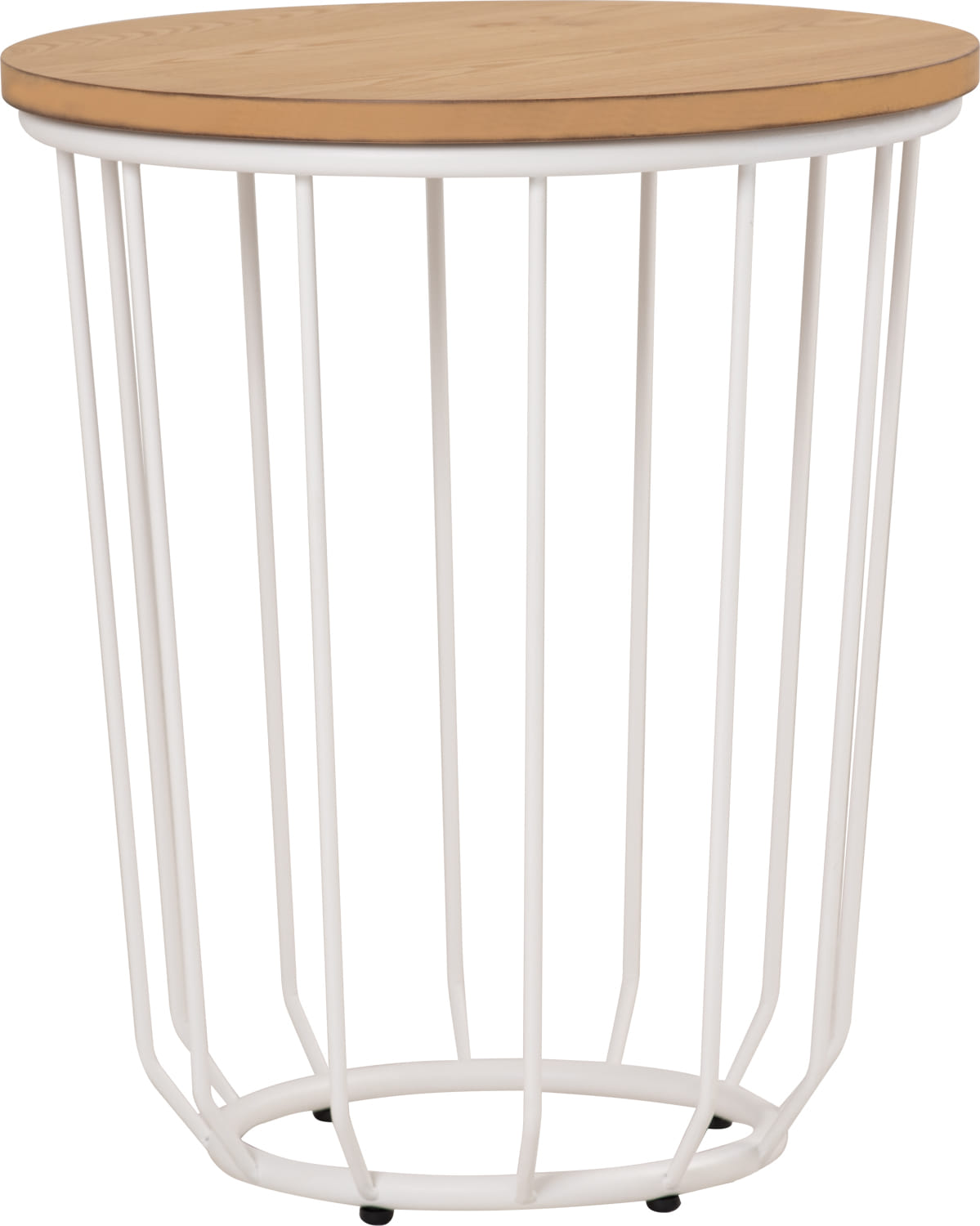 NESTHOUZ FLUX ROUND SIDE TABLE IN NATURAL COLOUR TOP, MATT WHITE EPOXY LEG