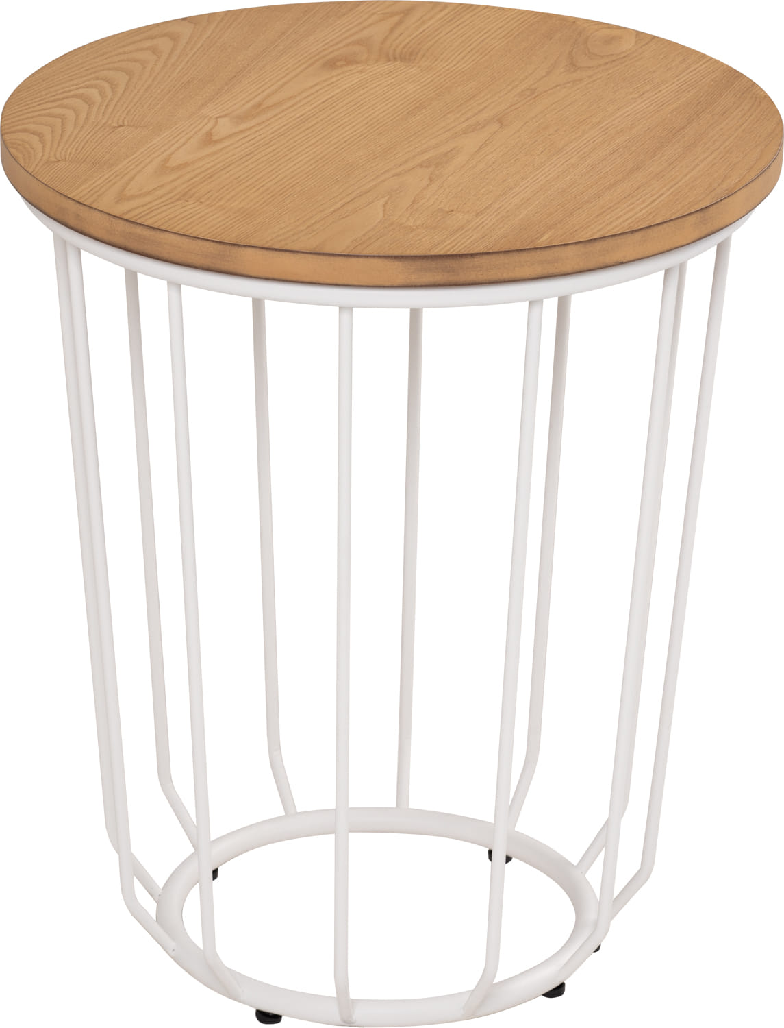 NESTHOUZ FLUX ROUND SIDE TABLE IN NATURAL COLOUR TOP, MATT WHITE EPOXY LEG