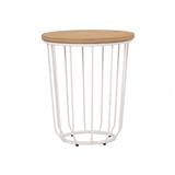 NESTHOUZ FLUX ROUND SIDE TABLE IN NATURAL COLOUR TOP, MATT WHITE EPOXY LEG