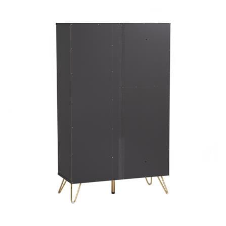 NUHOOM VOLOS MULTI FUNCTION CABINET IN GOLD COLOUR METAL LEG, BLACK COLOUR TOP