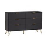 NUHOOM VOLOS 1.2M SIDEBOARD IN GOLD COLOUR METAL LEG, BLACK COLOUR TOP