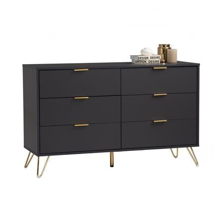 NUHOOM VOLOS 1.2M SIDEBOARD IN GOLD COLOUR METAL LEG, BLACK COLOUR TOP