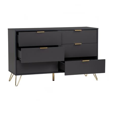 NUHOOM VOLOS 1.2M SIDEBOARD IN GOLD COLOUR METAL LEG, BLACK COLOUR TOP