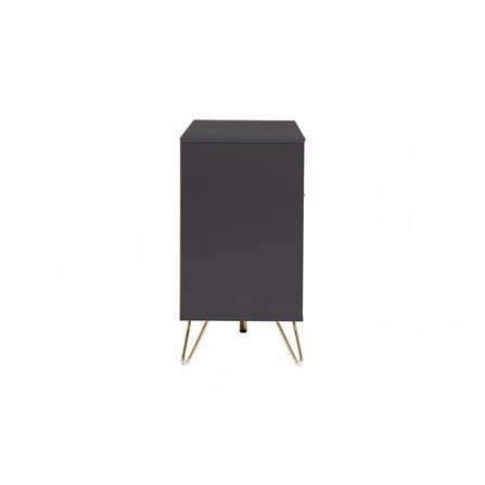 NUHOOM VOLOS 1.2M SIDEBOARD IN GOLD COLOUR METAL LEG, BLACK COLOUR TOP