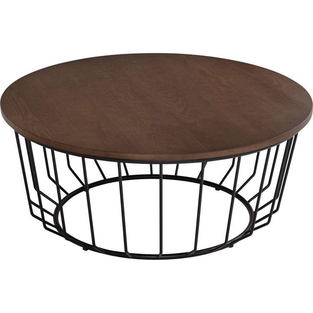 NESTHOUZ FLUX ROUND SIDE TABLE IN COCOA COLOUR TOP, MATT BLACK EPOXY LEG