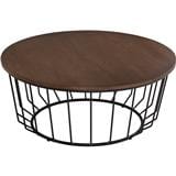 NESTHOUZ FLUX ROUND SIDE TABLE IN COCOA COLOUR TOP, MATT BLACK EPOXY LEG