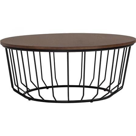 NESTHOUZ FLUX ROUND SIDE TABLE IN COCOA COLOUR TOP, MATT BLACK EPOXY LEG